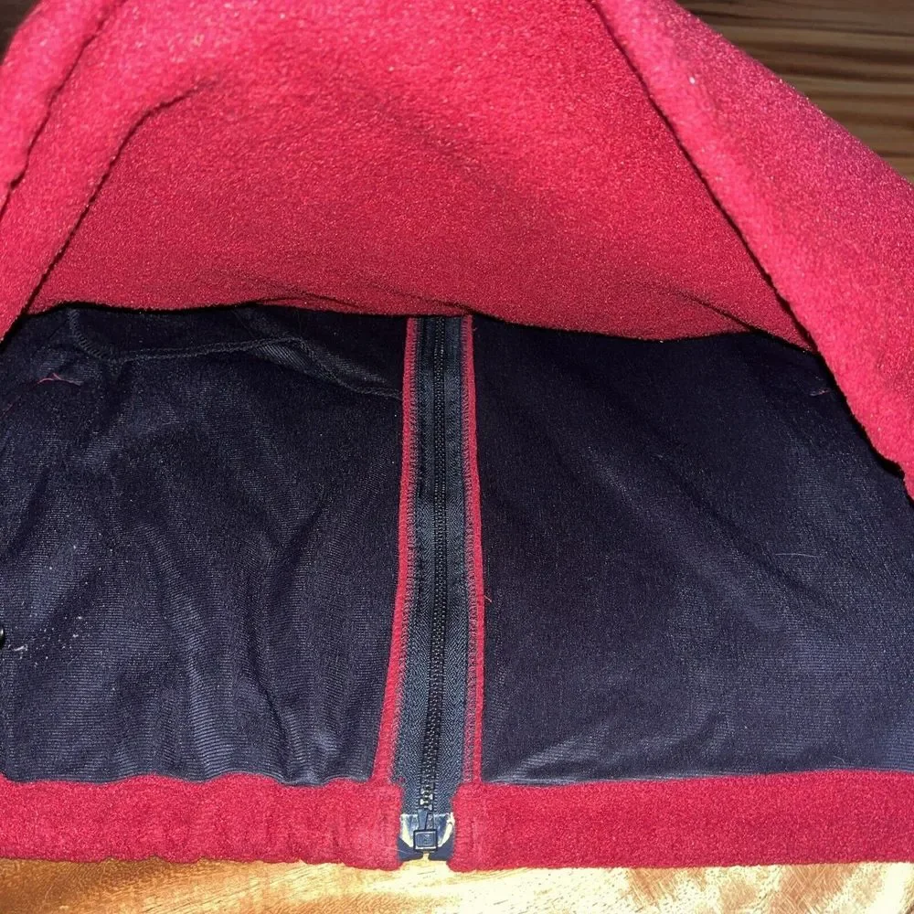 Eddie Bauer Jacket Men L Red Vintage Fleece Vest Full Zip USA‎ Polartec